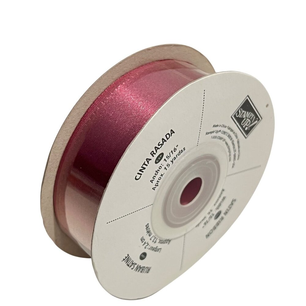 Stampin Up! Satin Ribbon 15/16" Purely Pomegranate 15 Yards NEW